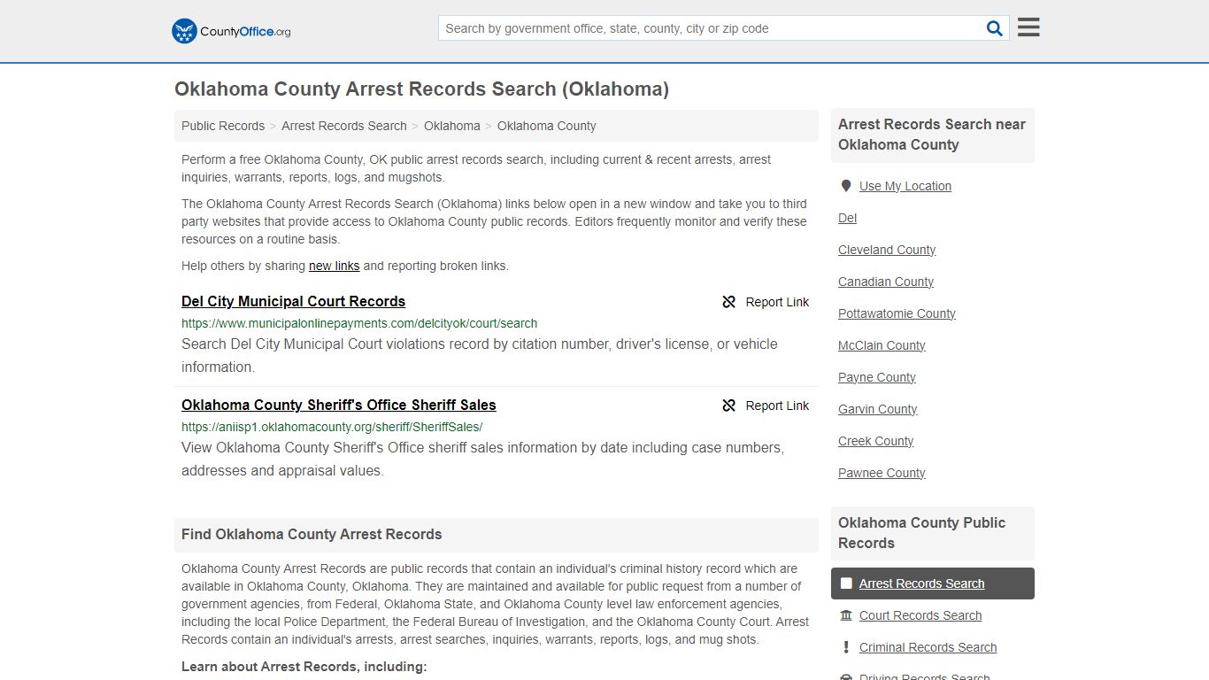 Oklahoma County Arrest Records Search (Oklahoma) - County Office